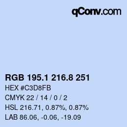 Color code: RGB 195.1 216.8 251 | qconv.com