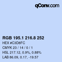 Color code: RGB 195.1 216.8 252 | qconv.com