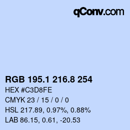 Color code: RGB 195.1 216.8 254 | qconv.com