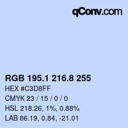 Color code: RGB 195.1 216.8 255 | qconv.com