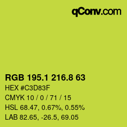 カラーコード: RGB 195.1 216.8 63 | qconv.com