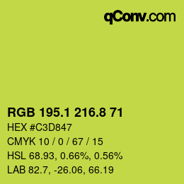 カラーコード: RGB 195.1 216.8 71 | qconv.com