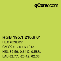 カラーコード: RGB 195.1 216.8 81 | qconv.com