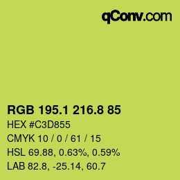 カラーコード: RGB 195.1 216.8 85 | qconv.com