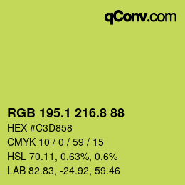 カラーコード: RGB 195.1 216.8 88 | qconv.com