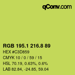 カラーコード: RGB 195.1 216.8 89 | qconv.com