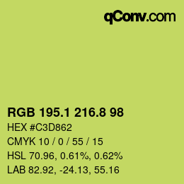 カラーコード: RGB 195.1 216.8 98 | qconv.com