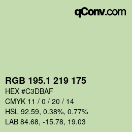 カラーコード: RGB 195.1 219 175 | qconv.com