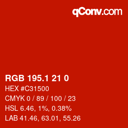 カラーコード: RGB 195.1 21 0 | qconv.com
