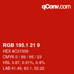 カラーコード: RGB 195.1 21 9 | qconv.com