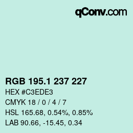 カラーコード: RGB 195.1 237 227 | qconv.com