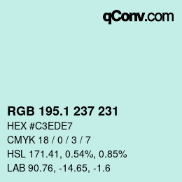カラーコード: RGB 195.1 237 231 | qconv.com