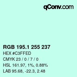 カラーコード: RGB 195.1 255 237 | qconv.com