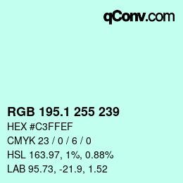 カラーコード: RGB 195.1 255 239 | qconv.com
