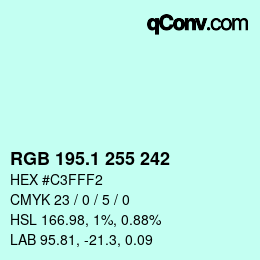 カラーコード: RGB 195.1 255 242 | qconv.com