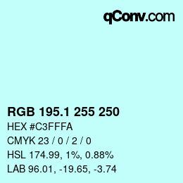 Color code: RGB 195.1 255 250 | qconv.com