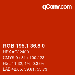 Color code: RGB 195.1 36.8 0 | qconv.com