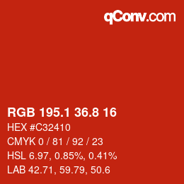 カラーコード: RGB 195.1 36.8 16 | qconv.com