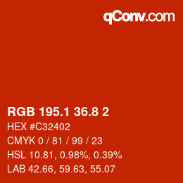 カラーコード: RGB 195.1 36.8 2 | qconv.com