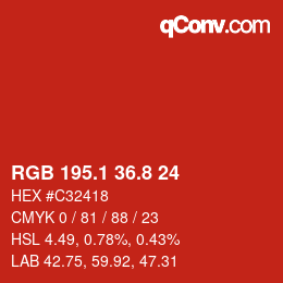 カラーコード: RGB 195.1 36.8 24 | qconv.com