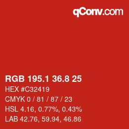 カラーコード: RGB 195.1 36.8 25 | qconv.com