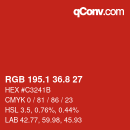 カラーコード: RGB 195.1 36.8 27 | qconv.com