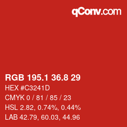 カラーコード: RGB 195.1 36.8 29 | qconv.com