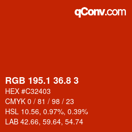 カラーコード: RGB 195.1 36.8 3 | qconv.com