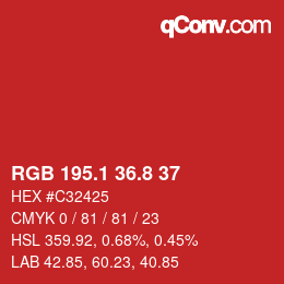カラーコード: RGB 195.1 36.8 37 | qconv.com
