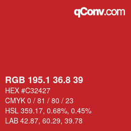 カラーコード: RGB 195.1 36.8 39 | qconv.com