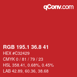 カラーコード: RGB 195.1 36.8 41 | qconv.com