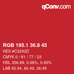 カラーコード: RGB 195.1 36.8 45 | qconv.com