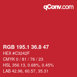 カラーコード: RGB 195.1 36.8 47 | qconv.com