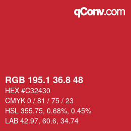 カラーコード: RGB 195.1 36.8 48 | qconv.com