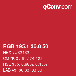 カラーコード: RGB 195.1 36.8 50 | qconv.com