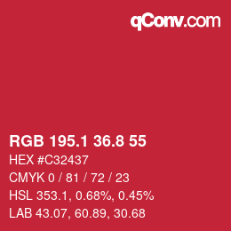 カラーコード: RGB 195.1 36.8 55 | qconv.com