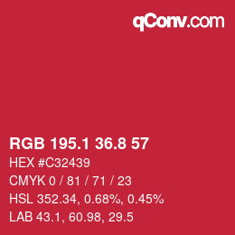 カラーコード: RGB 195.1 36.8 57 | qconv.com