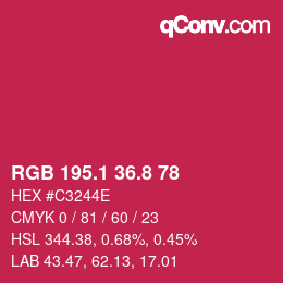 カラーコード: RGB 195.1 36.8 78 | qconv.com