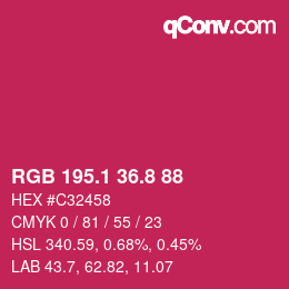 カラーコード: RGB 195.1 36.8 88 | qconv.com