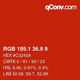 Color code: RGB 195.1 36.8 9 | qconv.com