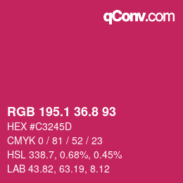 カラーコード: RGB 195.1 36.8 93 | qconv.com