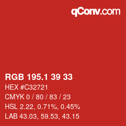 カラーコード: RGB 195.1 39 33 | qconv.com