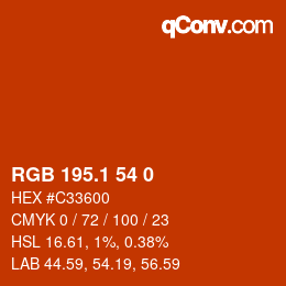 カラーコード: RGB 195.1 54 0 | qconv.com