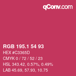 カラーコード: RGB 195.1 54 93 | qconv.com