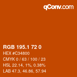 カラーコード: RGB 195.1 72 0 | qconv.com