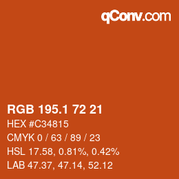 カラーコード: RGB 195.1 72 21 | qconv.com