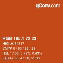 カラーコード: RGB 195.1 72 23 | qconv.com