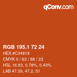 カラーコード: RGB 195.1 72 24 | qconv.com