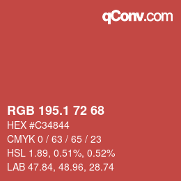 カラーコード: RGB 195.1 72 68 | qconv.com