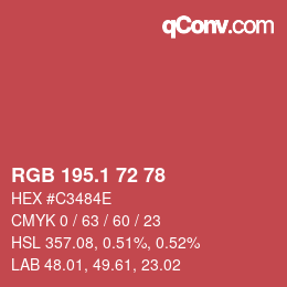 カラーコード: RGB 195.1 72 78 | qconv.com